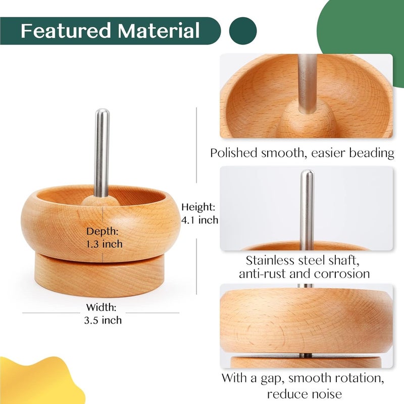 Tilhumt Bead Spinner for Jewelry Making, Effortless Rotating Wooden Clay Bead Spinner with 2 Big Eye Beading Needles and 2000 Seed Beads, Beading Supplies for Making Waist, Bracelets, Necklace - Image 5